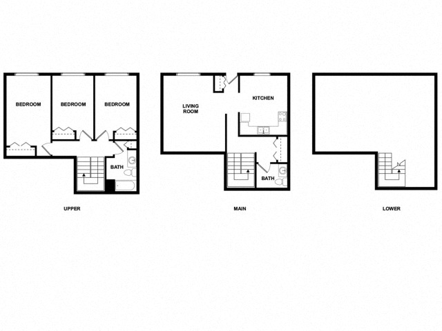 Floor plan for 3 beds, 1.5 baths, 1176 sqft